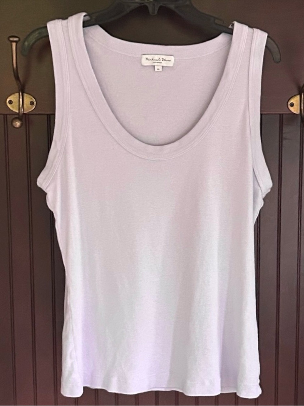 Michael Stars Micro Rib Knit Cotton Scoop Neck Tank Top Pastel Luxury Basic XL - Picture 3 of 8